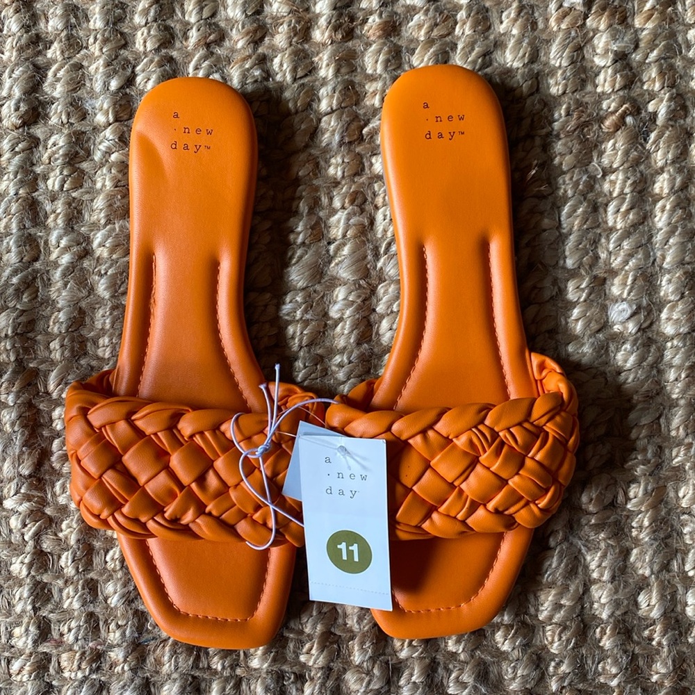 NWT A New Day orange braided slide sandal
